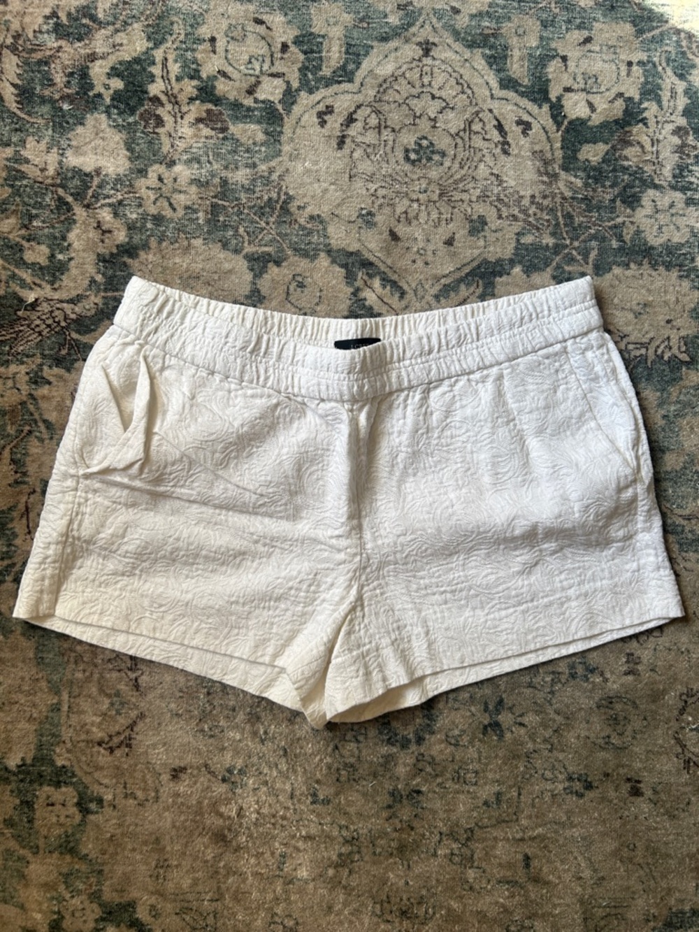 J. Crew White Textured Pull-On Shorts